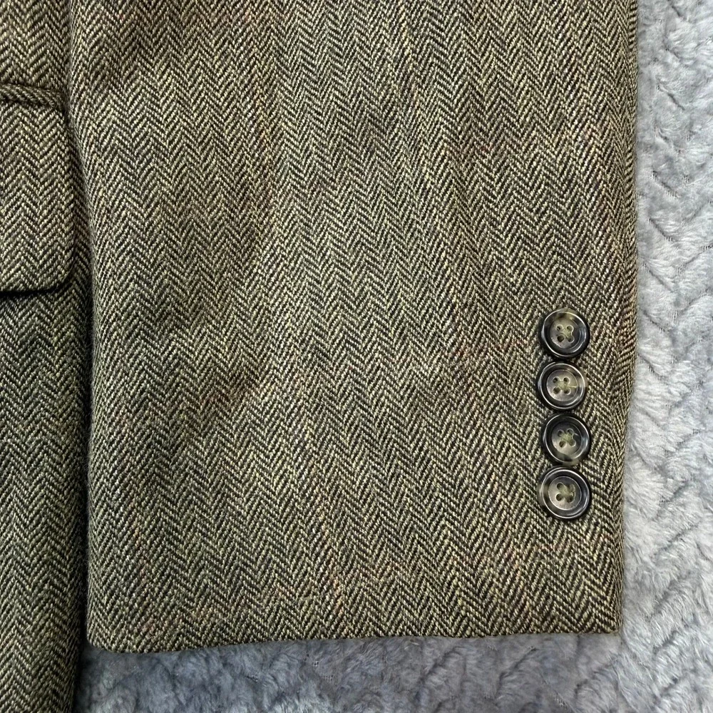 Jos A Bank Blazer Mens 46L Brown Herringbone Wool Two Button Sport Coat Long